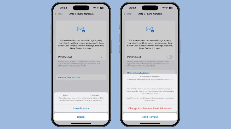 黔西苹果手机维修分享苹果 iOS 18.1 支持设置“主要”邮箱地址并更改 iCloud 邮箱 